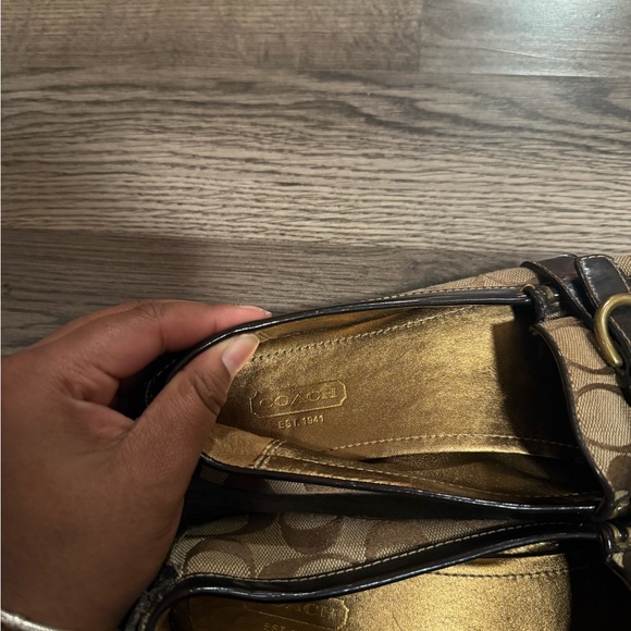 Coach Tan and Brown Loafers with Gold Buckle - Picture 5 of 6